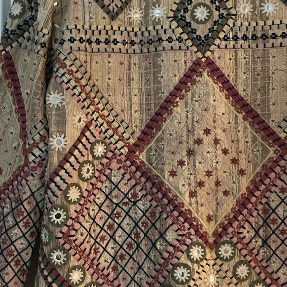 Vintage 100% cotton Indian hand embroidered mirror work bead embellished jacket - Picture 8 of 14